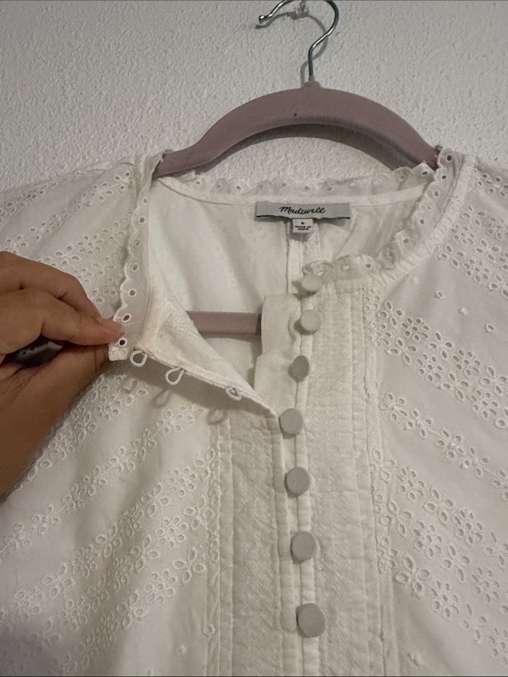 Madewell Eyelet Flutter Sleeve Mini Dress in Cotton - Picture 5 of 13